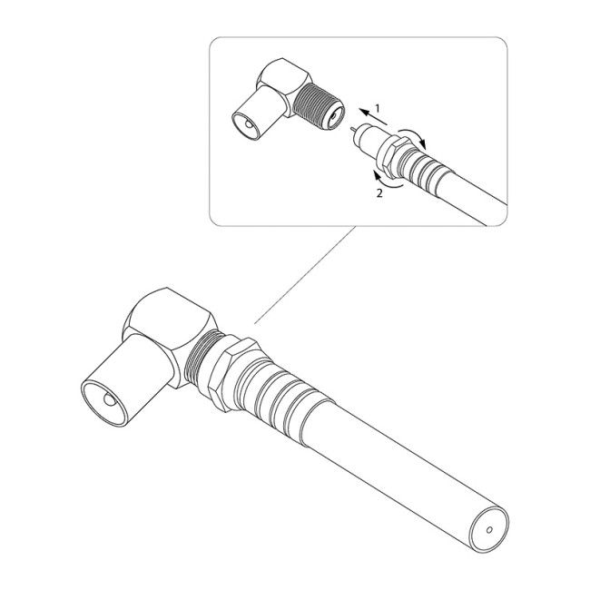 Переходник угловой гнездо F – штекер TV PROconnect