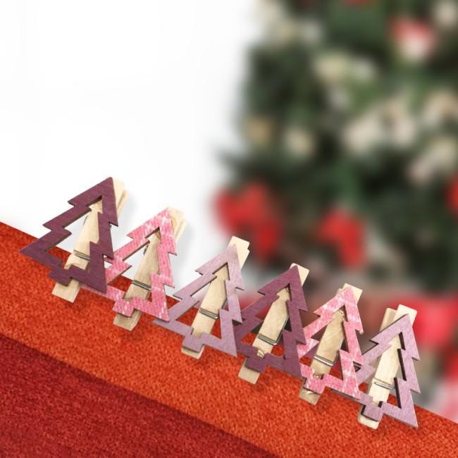 Деревянные прищепки Елочки 14,5x4,5x1,6 cм, 6 шт, розовые NEON-NIGHT Деревянные прищепки Елочки 14,5x4,5x1,6 cм, 6 шт, розовые NEON-NIGHT