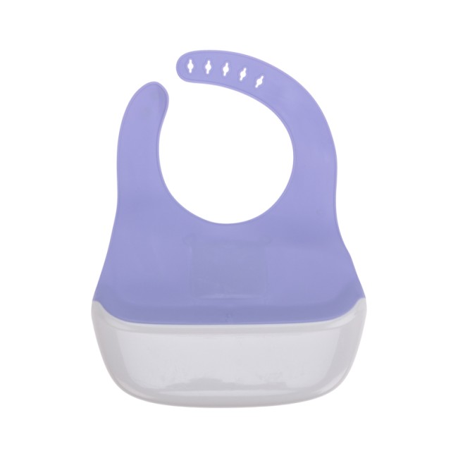 Фартук нагрудный для кормления с жестким карманом, синий с серым HALSA