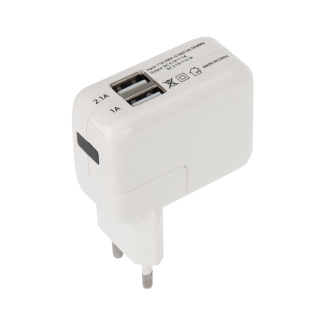 Сетевое зарядное устройство 2xUSB,  переходник+адаптер (СЗУ) (5 V, 2100 mA+1000 mA) REXANT