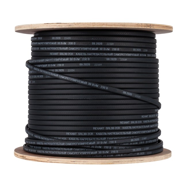 Кабель греющий саморегулирующийся SRL30-2CR экранированный, 30Вт/м, 200м REXANT Кабель греющий саморегулирующийся SRL30-2CR экранированный, 30Вт/м, 200м REXANT