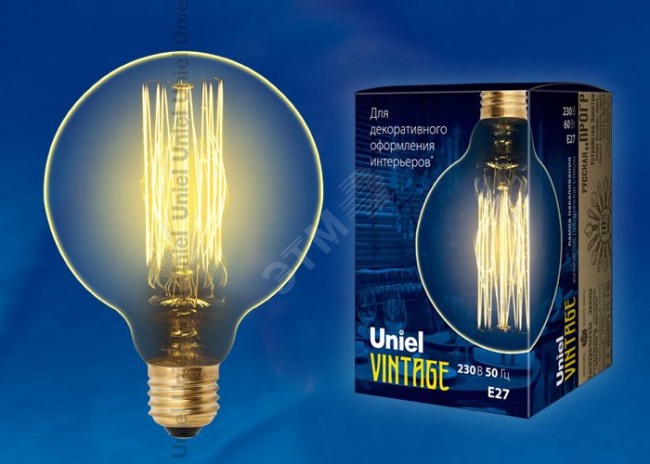 Лампа накаливания декоративная ДШ 60 вт 300 Лм E27 Vintage IL-V-G95-60/GOLDEN/E27 VW01Uniel Лампа накаливания декоративная ДШ 60 вт 300 Лм E27 Vintage IL-V-G95-60/GOLDEN/E27 VW01Uniel