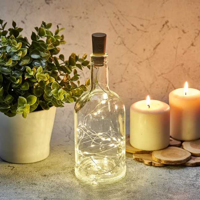 Гирлянда Роса с пробкой 2 м, 20 LED, теплое белое свечение, 3хLR44 в комплекте NEON-NIGHT