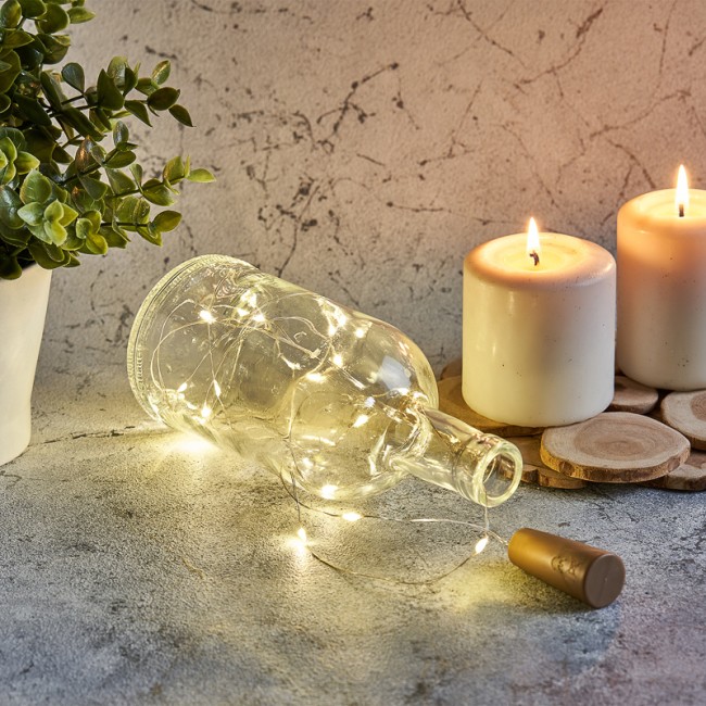 Гирлянда Роса с пробкой 2 м, 20 LED, теплое белое свечение, 3хLR44 в комплекте NEON-NIGHT