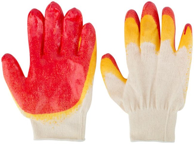Перчатки вязаные с двойной латексной заливкой наладонника х/б 12469 Перчатки вязаные с двойной латексной заливкой наладонника х/б 12469