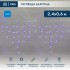 Гирлянда светодиодная Бахрома (Айсикл), 2,4х0,6м, 88 LED СИНИЙ, прозрачный ПВХ, IP65, постоянное свечение, 230В NEON-NIGHT