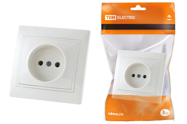 Розетка 2П 10А 250В белая "Таймыр" TDM Розетка 2П 10А 250В белая "Таймыр" TDM