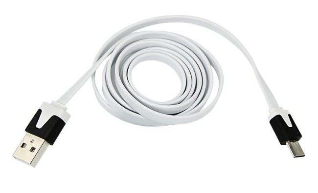 USB кабель универсальный microUSB шнур плоский 1 м белый