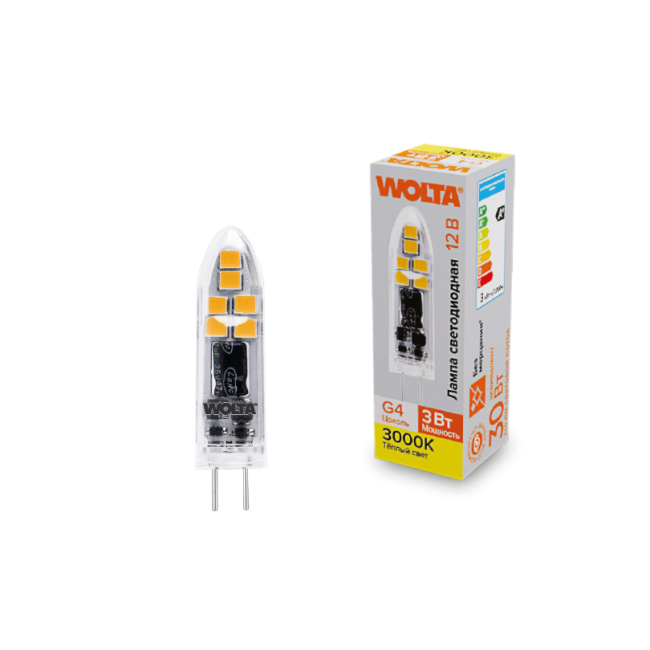 Светодиодная лампа WOLTA WSTD-JC-12V3W3KG4-P 3Вт 3000K G4