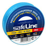 Изолента ПВХ синяя 19мм 20м Safeline Изолента ПВХ синяя 19мм 20м Safeline