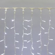 Гирлянда Светодиодный Дождь 2х3м, постоянное свечение, белый провод КАУЧУК, 230 В, диоды БЕЛЫЕ (шнур питания в комплекте)