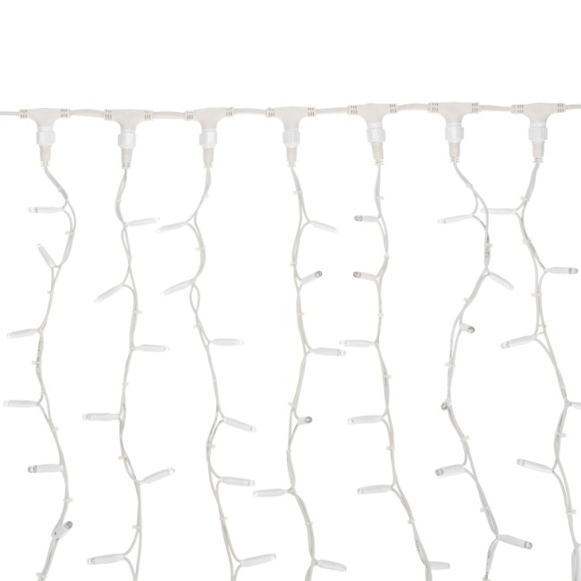 Гирлянда Светодиодный Дождь 2х3м, постоянное свечение, белый провод КАУЧУК, 230 В, диоды БЕЛЫЕ (шнур питания в комплекте)