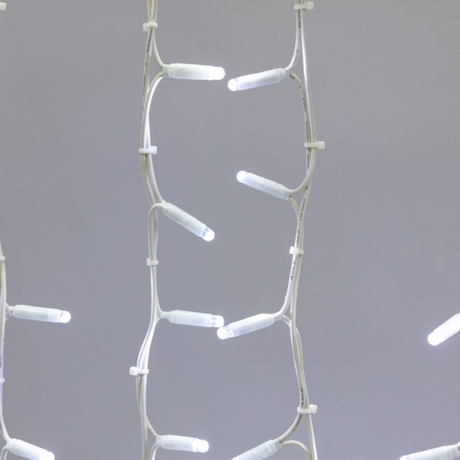 Гирлянда Светодиодный Дождь 2х3м, постоянное свечение, белый провод КАУЧУК, 230 В, диоды БЕЛЫЕ (шнур питания в комплекте)