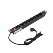 Блок розеток 19", 1U, 10А, 8 розеток, корпус алюминий, со шнуром питания Блок розеток 19", 1U, 10А, 8 розеток, корпус алюминий, со шнуром питания