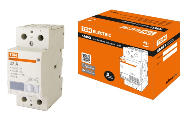 Контактор модульный КМ63/2-32 1НО;1НЗ TDM Контактор модульный КМ63/2-32 1НО;1НЗ TDM