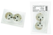 Розетка двойная 2П+З 16А 250В белая "Таймыр" (пром. упак., бакелит. основание) TDM Розетка двойная 2П+З 16А 250В белая "Таймыр" (пром. упак., бакелит. основание) TDM