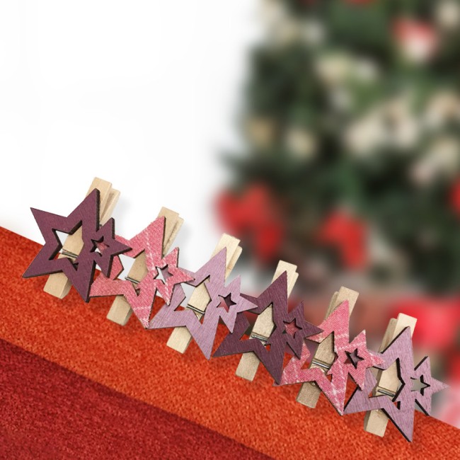 Деревянные прищепки Звездочки 16x4,5x1,3 cм, розовые, 6 шт, NEON-NIGHT Деревянные прищепки Звездочки 16x4,5x1,3 cм, розовые, 6 шт, NEON-NIGHT