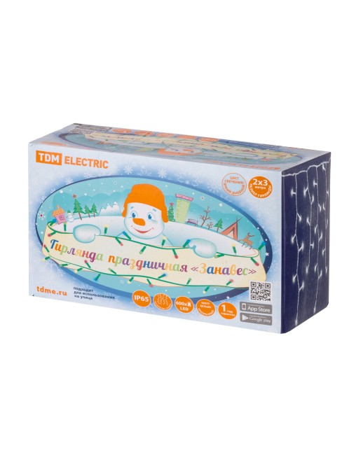 Гирлянда светодиодная "Занавес" 2х3м, 600LED, 6500К, бел. шнур, посл. подкл, IP65, 250 В, TDM Гирлянда светодиодная "Занавес" 2х3м, 600LED, 6500К, бел. шнур, посл. подкл, IP65, 250 В, TDM