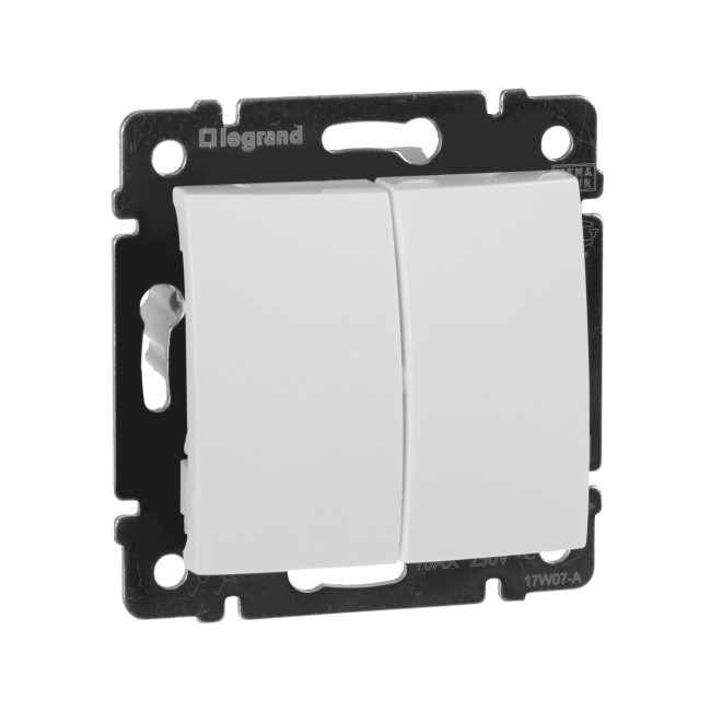 VALENA Переключатель двухклавишный в рамку на 2 направления белый VALENA Переключатель двухклавишный в рамку на 2 направления белый