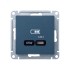 ATLASDESIGN USB РОЗЕТКА тип-C 65W высокоскор.заряд. QC, PD, механизм, ИЗУМРУД