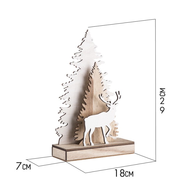 Деревянная фигурка с подсветкой Елочка с оленем 18x7x29 см Деревянная фигурка с подсветкой Елочка с оленем 18x7x29 см