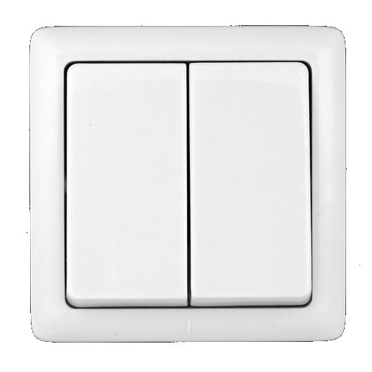 ХИТ Выключатель двухклавишный наружный 250В 6А белый