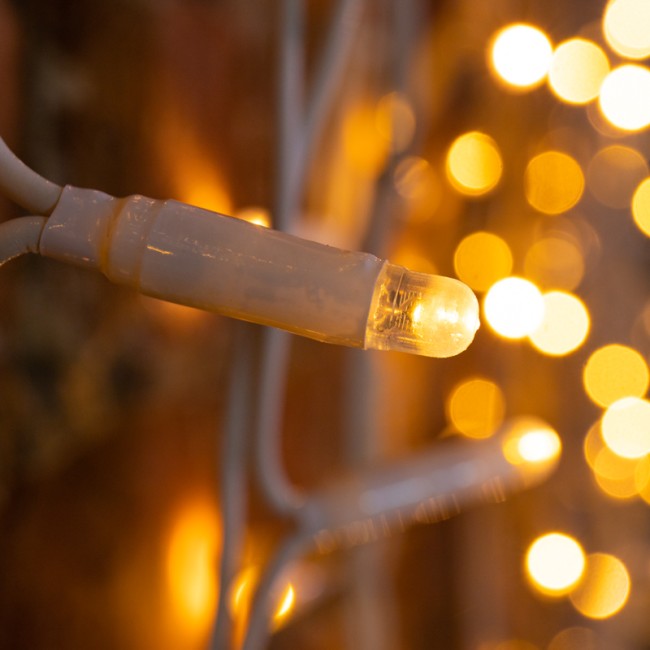 Гирлянда Светодиодный Дождь 2х3м, постоянное свечение, белый провод КАУЧУК, 230 В, диоды ТЕПЛЫЙ БЕЛЫЙ (шнур питания в комплекте)