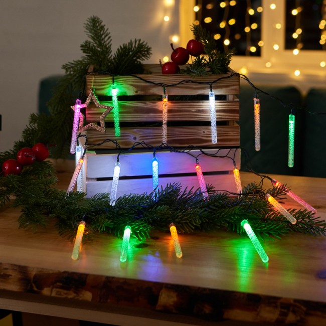 Гирлянда светодиодная Палочки с пузырьками 20 палочек, цвет: мультиколор, 2 метра Гирлянда светодиодная Палочки с пузырьками 20 палочек, цвет: мультиколор, 2 метра