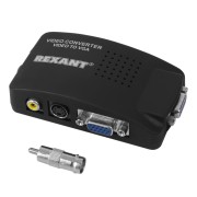 Конвертер BNC/RCA + S-video на VGA, пластик REXANT