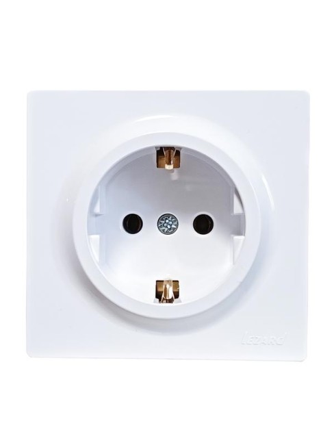 Розетка 1-м ОП LETO с заземл. ПБТ бел. LEZARD 752-0200-122B
