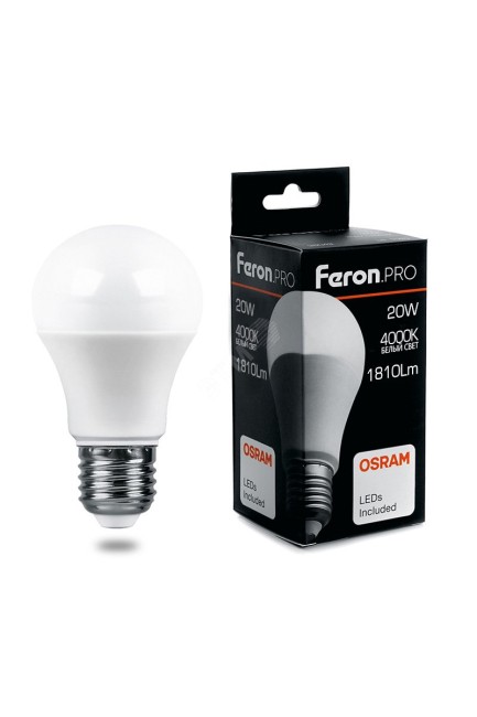 Лампа светодиодная LED 20вт Е27 белый Feron.PRO
