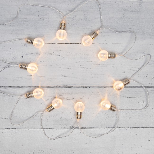 Гирлянда светодиодная Лампочки 10 LED, 1.5 м, прозрачный ПВХ, теплый белый цвет свечения, 2 х АА (батарейки не в комплекте) NEON-NIGHT