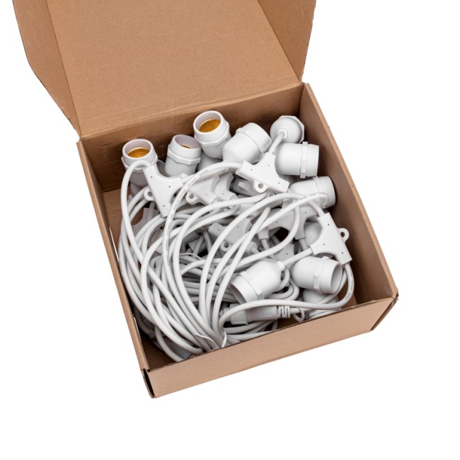 Белт-Лайт 10м, белый каучук, шаг 50см, 20 подвесных патронов, IP44 Белт-Лайт 10м, белый каучук, шаг 50см, 20 подвесных патронов, IP44