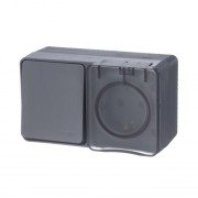Блок ОП AtlasDesign PROFI IP54 (розетка 1-м 16А заземл. защ. шторки + 1-кл. выключатель 10А) антрацит SE ATN544070