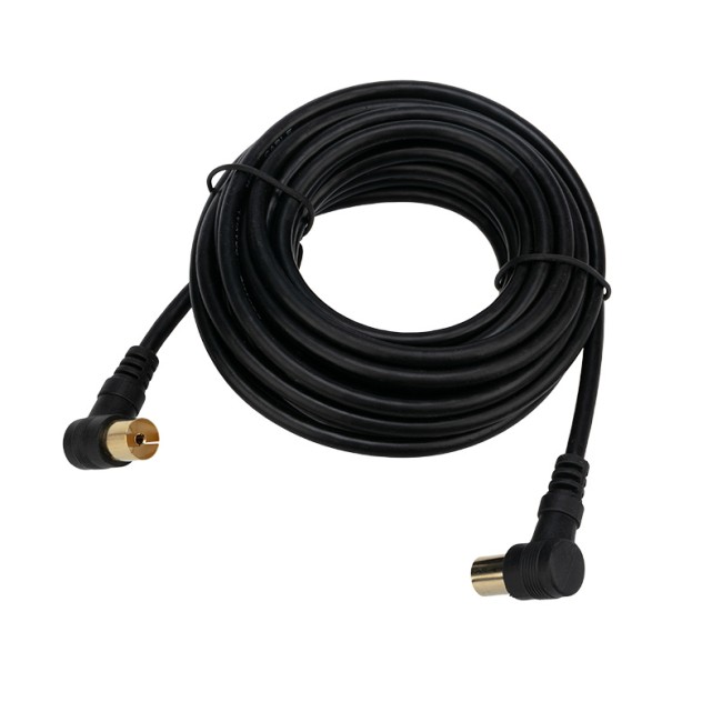 Шнур ТВ гнездо - ТВ штекер, угловой, 3м, черный REXANT Шнур ТВ гнездо - ТВ штекер, угловой, 3м, черный REXANT