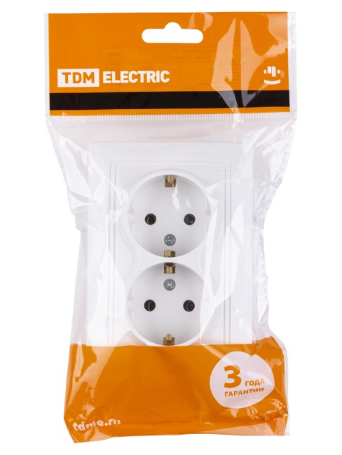 Розетка двойная 2П+З 16А 250В белая "Таймыр" TDM Розетка двойная 2П+З 16А 250В белая "Таймыр" TDM