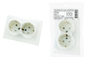 Розетка двойная 2П+З с защ. шт. 16А 250В белая "Таймыр" (пром. упак., бакелит. основание) TDM Розетка двойная 2П+З с защ. шт. 16А 250В белая "Таймыр" (пром. упак., бакелит. основание) TDM