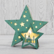 Деревянная фигура с подсветкой Домик Звездочета бирюзовая 26х7х25 см, NEON-NIGHT Деревянная фигура с подсветкой Домик Звездочета бирюзовая 26х7х25 см, NEON-NIGHT