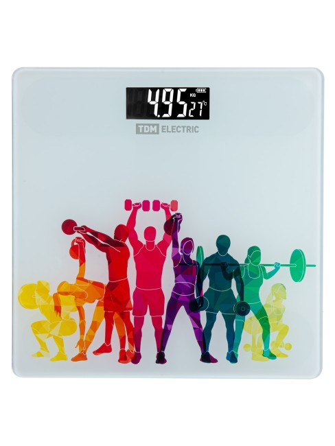 Весы электронные напольные "Фитнес", стекло, деление 0,01 кг, макс. 180 кг, 28х28 см, TDM