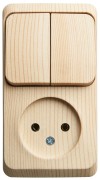 ЭТЮД блок открытой установки Розетка без заземления + Выключатель 2-клавиш., сосна ЭТЮД блок открытой установки Розетка без заземления + Выключатель 2-клавиш., сосна