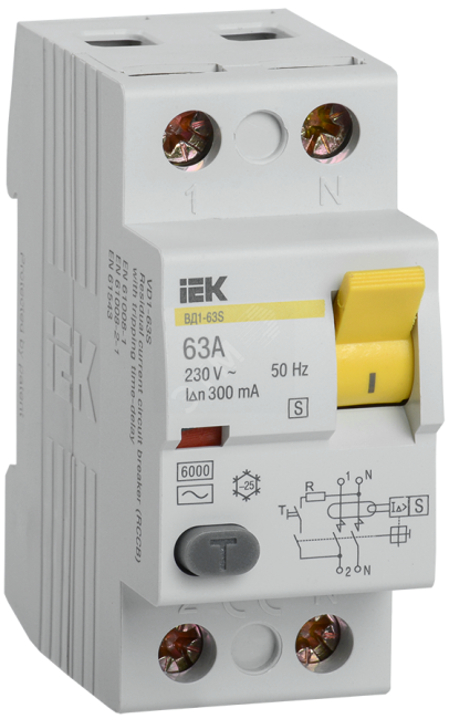 Выключатель дифференциального тока (УЗО) ВД1-63S 2Р 63А 300мА(Электромеханическое)