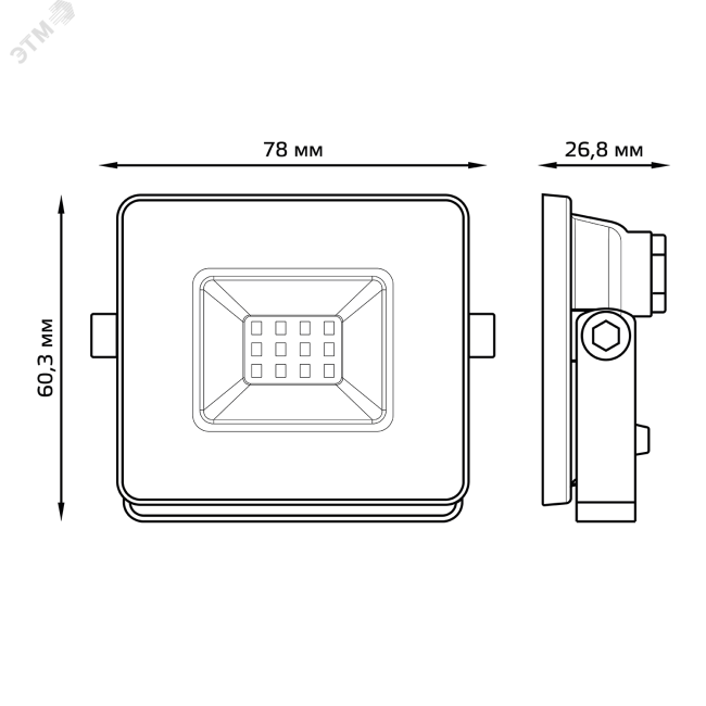 Прожектор светодиодный ДО-10 Вт 850 Лм 6500К IP65 200-240 В черный LED Elementary Gauss Прожектор светодиодный ДО-10 Вт 850 Лм 6500К IP65 200-240 В черный LED Elementary Gauss