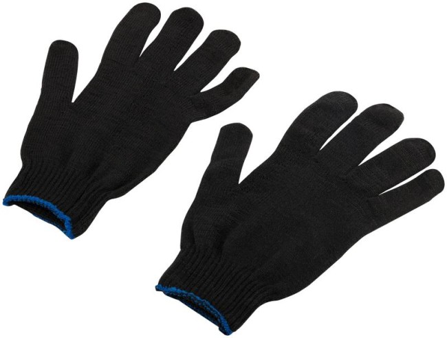 Перчатки вязаные упрочненные (5 нитей) х/б черн. 12496 Перчатки вязаные упрочненные (5 нитей) х/б черн. 12496
