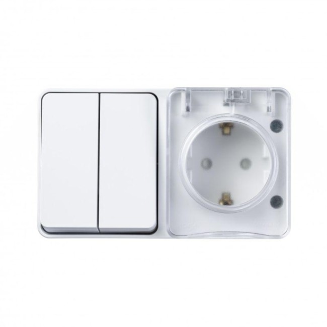 Блок ОП AtlasDesign PROFI IP54 (розетка 1-м 16А заземл. защ. шторки + 2-кл. выключатель 10А) бел. SE ATN540174 Блок ОП AtlasDesign PROFI IP54 (розетка 1-м 16А заземл. защ. шторки + 2-кл. выключатель 10А) бел. SE ATN540174