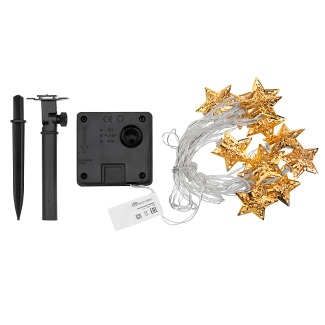 Гирлянда светодиодная на солнечной батарее Звезды 12 LED ТЕПЛЫЙ БЕЛЫЙ 1,2 метра Гирлянда светодиодная на солнечной батарее Звезды 12 LED ТЕПЛЫЙ БЕЛЫЙ 1,2 метра