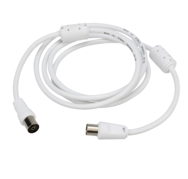 Шнур ТВ гнездо - ТВ штекер, 1,5м, белый REXANT Шнур ТВ гнездо - ТВ штекер, 1,5м, белый REXANT