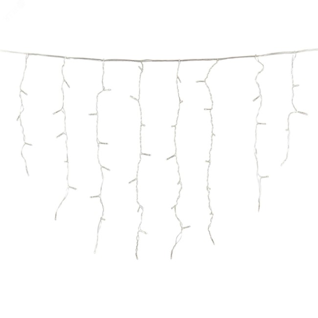 Бахрома светодиодная с контроллером 3 м. 200 светодиодов. Теплый белый свет. Провод прозрачный. TM Uniel.