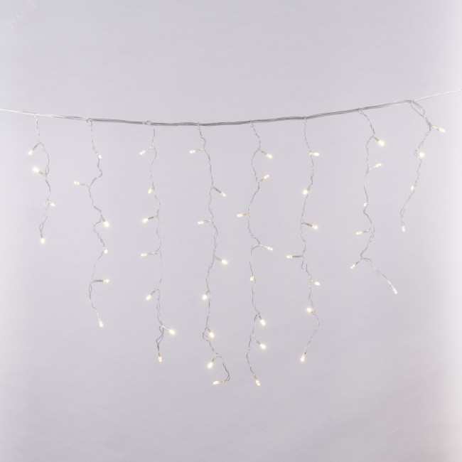 Бахрома светодиодная с контроллером 3 м. 200 светодиодов. Теплый белый свет. Провод прозрачный. TM Uniel.