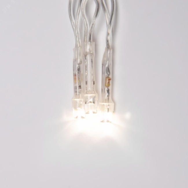 Бахрома светодиодная с контроллером 3 м. 200 светодиодов. Теплый белый свет. Провод прозрачный. TM Uniel.