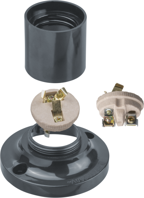 Патрон потолочный E27 71 608 NLH-BL-W2-E27 прямой карболит. черн. Navigator 71608